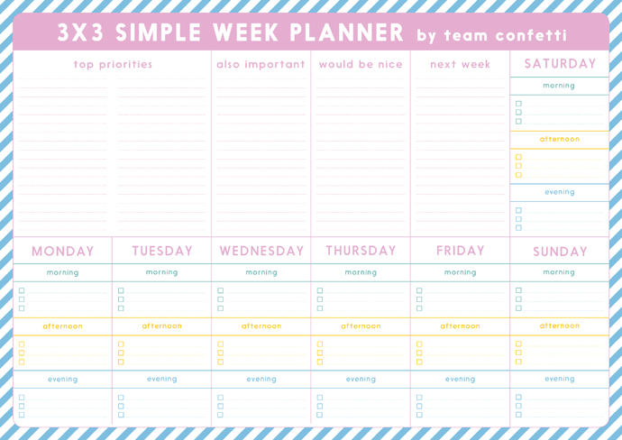 eenvoudig ornament Elektropositief Creëer in vijf stappen je perfecte (simpele) weekplanning. | Team Confetti