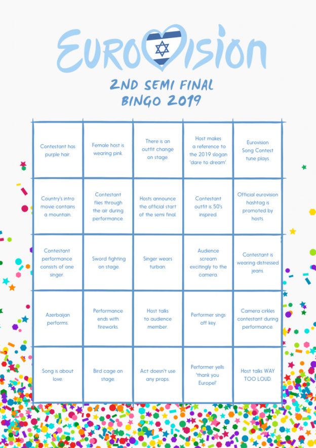 Eurovision bingo 2019 (2nd semi final)