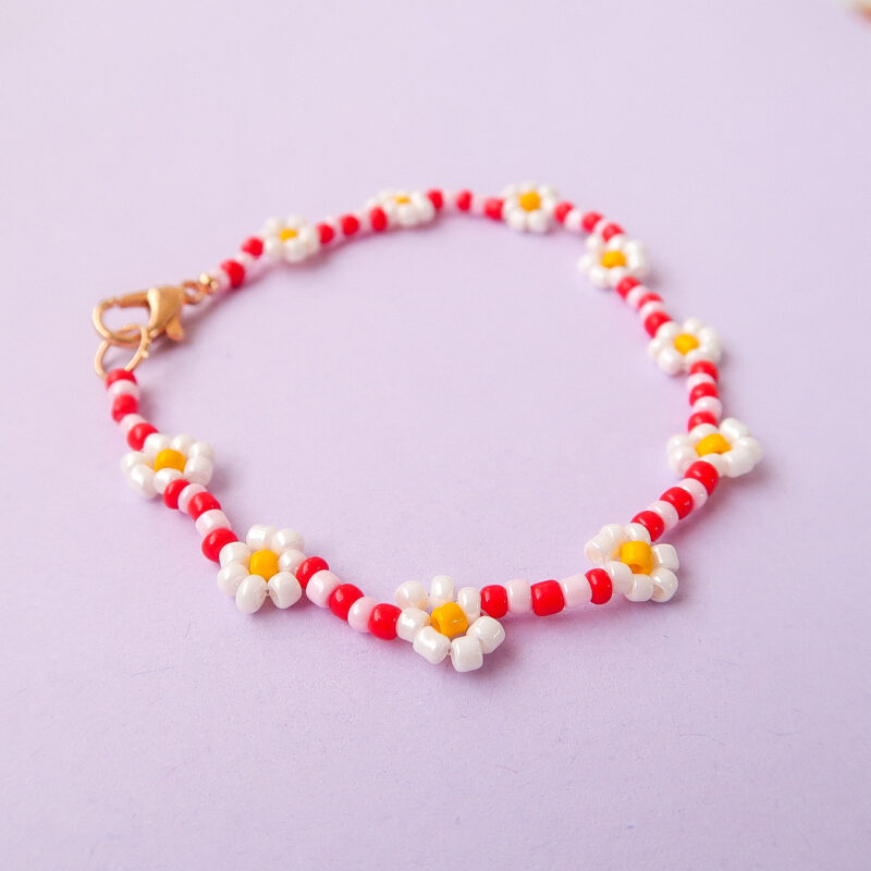 daisy bracelet - pink & red - Afbeelding 2