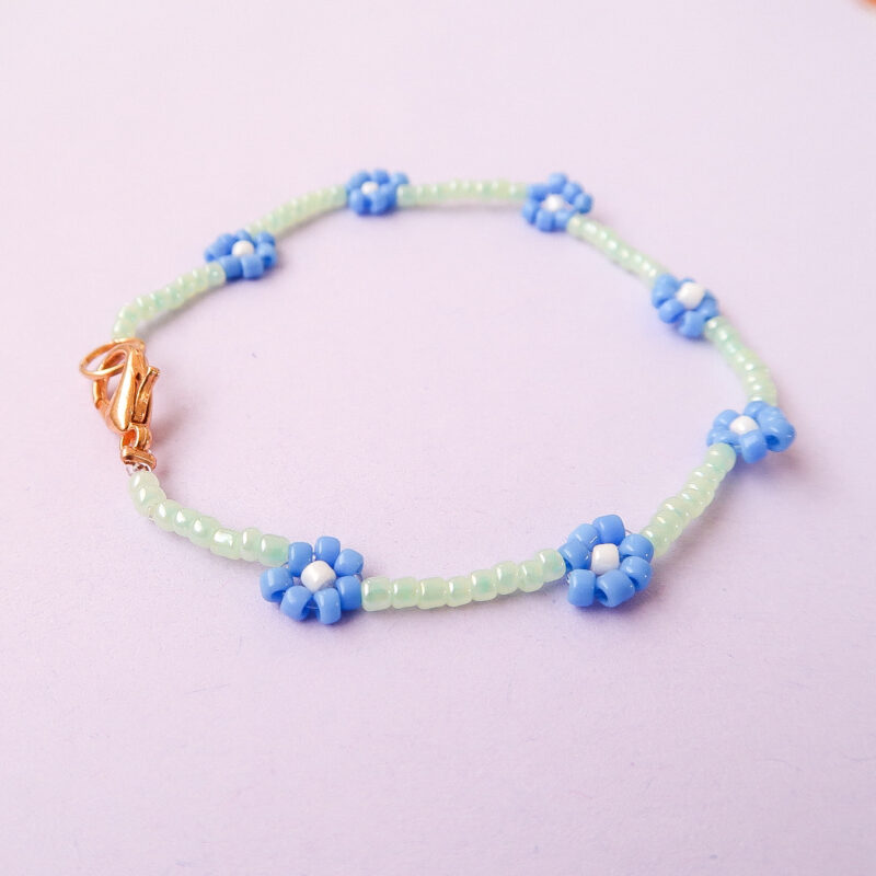 daisy bracelet - sky blue & green - Afbeelding 2