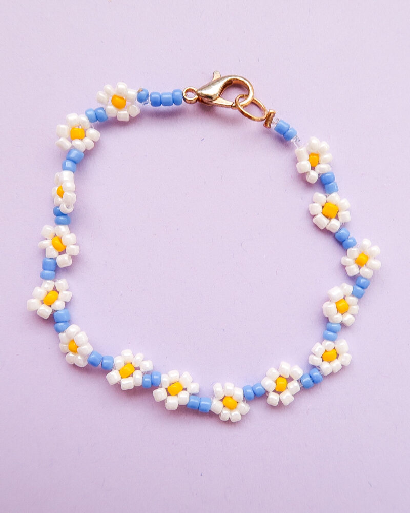 flower bracelet - sky blue