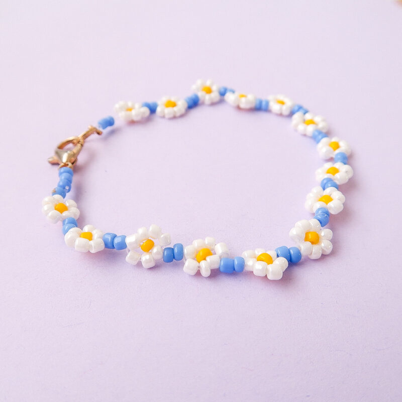 flower bracelet - sky blue - Afbeelding 2