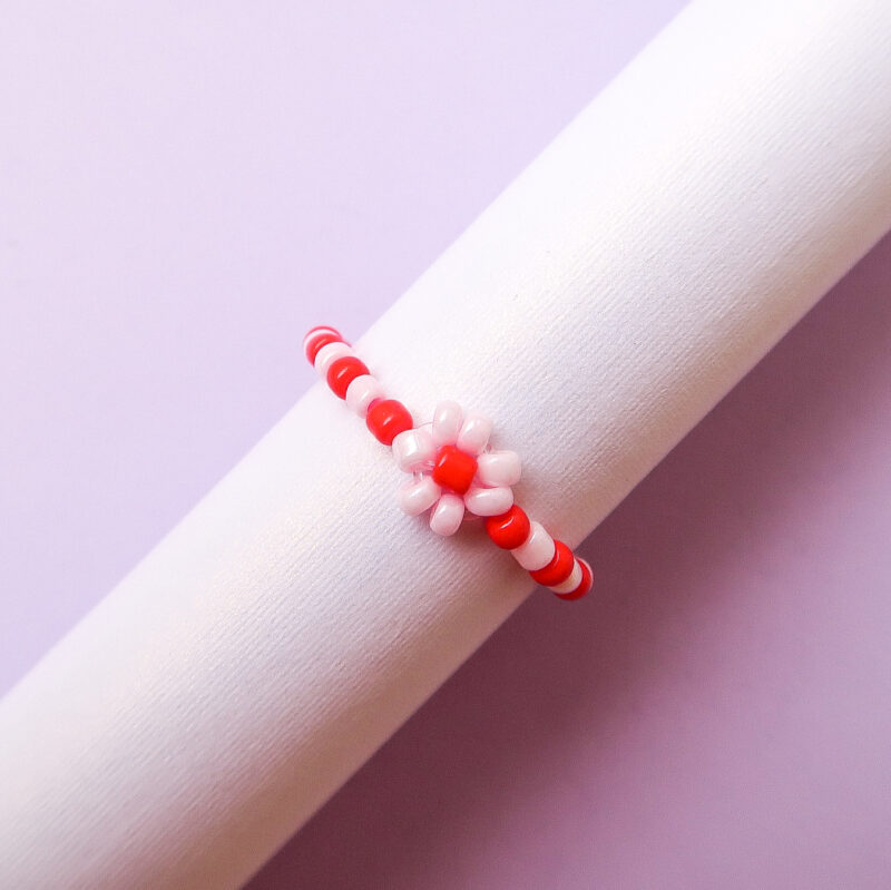 daisy ring - pink & red