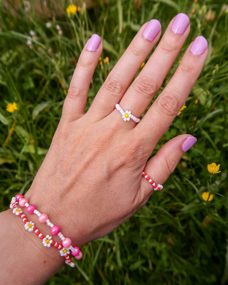 daisy bracelet - pink & red - Afbeelding 3