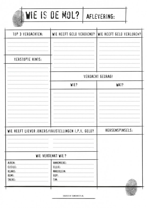 Repost: Wie is de mol free printable MOLLENBOEKJE!