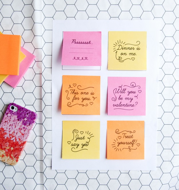 Free printable sticky notes voor Valentijn.