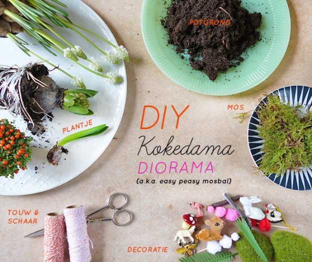 DIY: Kokedama / lente diorama.