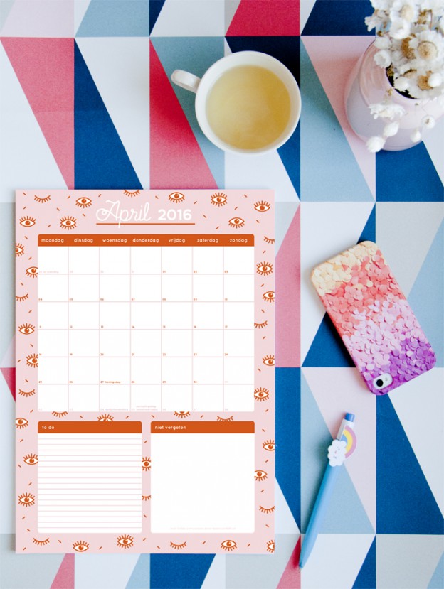 Free printable maandplanner april 2016!