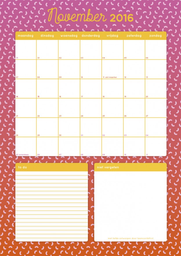 Free Printable Maandplanner November!