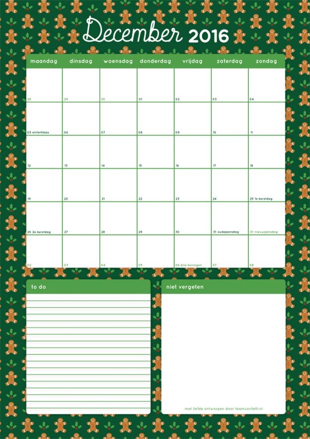 Free Printable Maandplanner December!