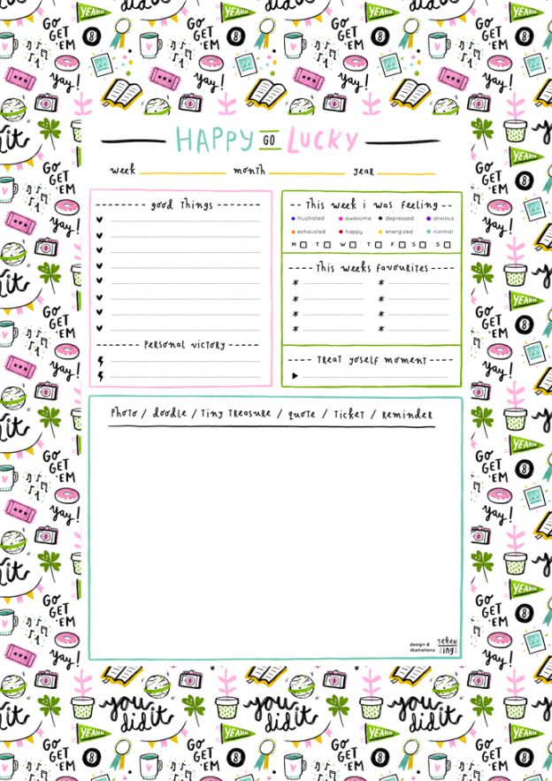 Happy Go Lucky – free printable planner